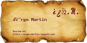 Ürge Martin névjegykártya