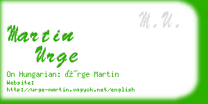 martin urge business card